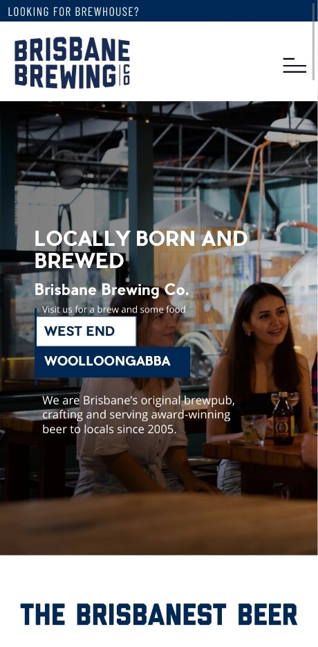 Brisbane Brewing Co Website Mobile