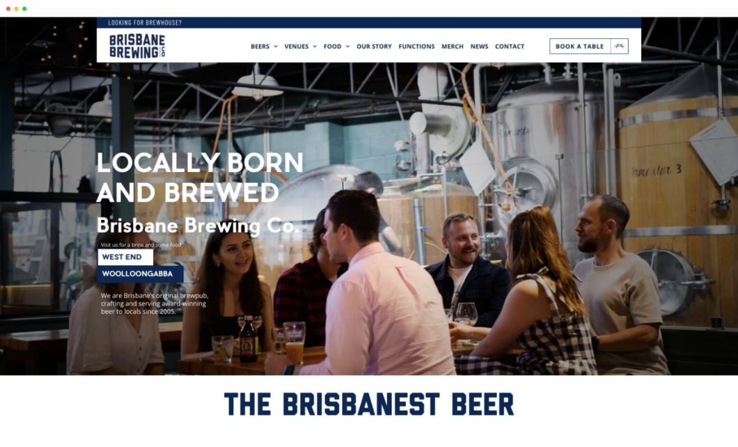 Brisbane Brewing Co Website Desktop